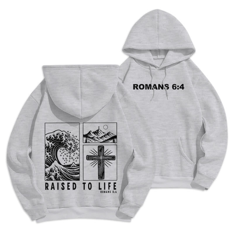 Christianartworkshop Romans 6:4 Raised to Life Fleece Lined Polyester Hoodie - Grey - 2XL - image 18