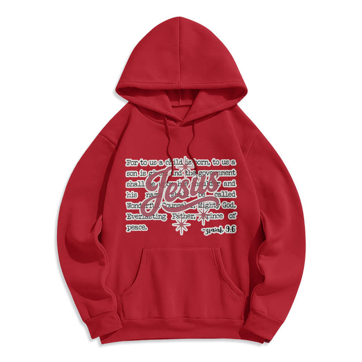 Christianartworkshop Jesus Christmas Isaiah 9:6 Prophecy Fleece Lined Polyester Hoodie - Red - 2XL - image 5