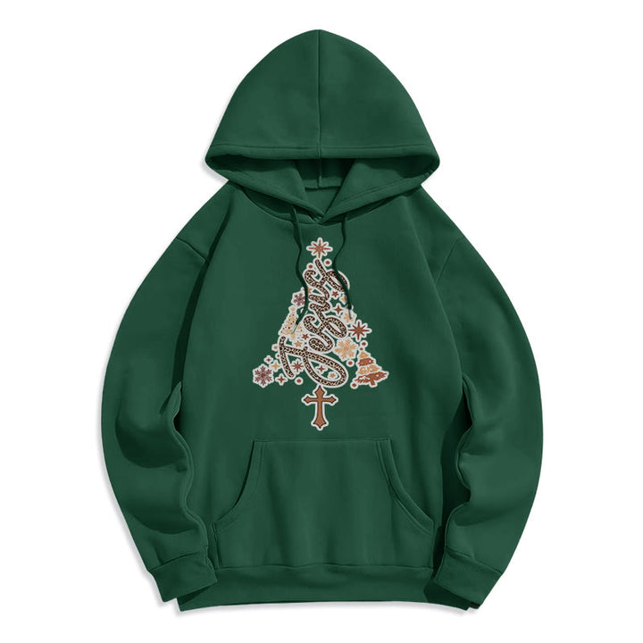Christianartworkshop Jesus Christmas Tree Faith Fleece Lined Polyester Hoodie - Green - 2XL - image 6