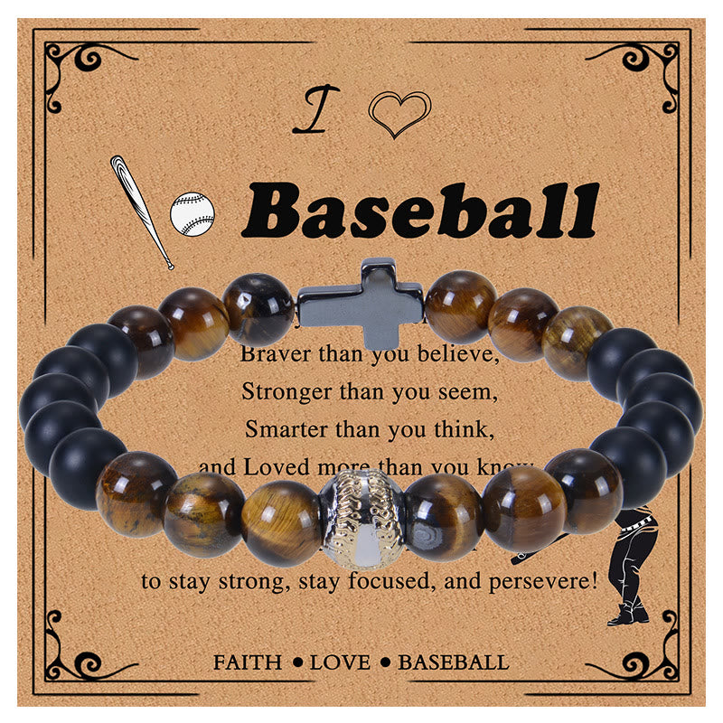 Christianartworkshop Tiger Eye & Matte Sport Bracelet: Constant Strength Reminder for Daily Life - Baseball - image 4