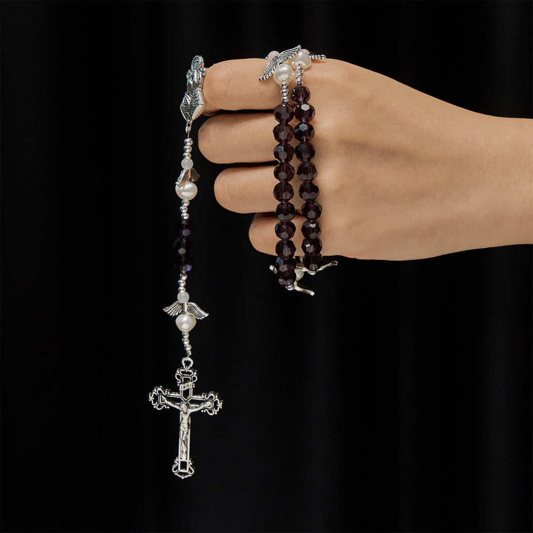 Christianartworkshop Angel-Wreathed Purple Rosary: Let Angels Weave Grace Into Your Prayers - image 2
