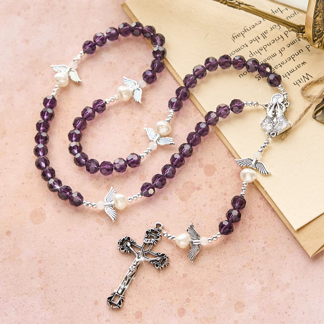 Christianartworkshop Angel-Wreathed Purple Rosary: Let Angels Weave Grace Into Your Prayers - image 0