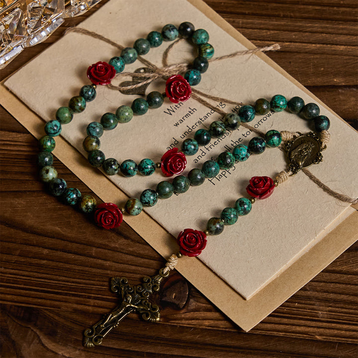Christianartworkshop Floral Accent African Turquoise Rosary: Devotion & Artistic Craft - image 2