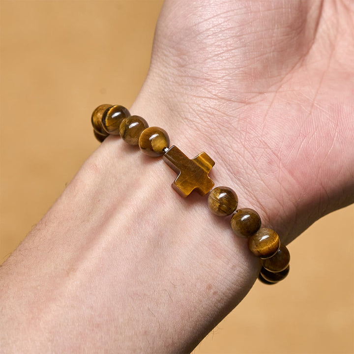 Christianartworkshop Tiger’s-Eye Rosary-Style Bracelet : Touchstone for Reflection - image 1