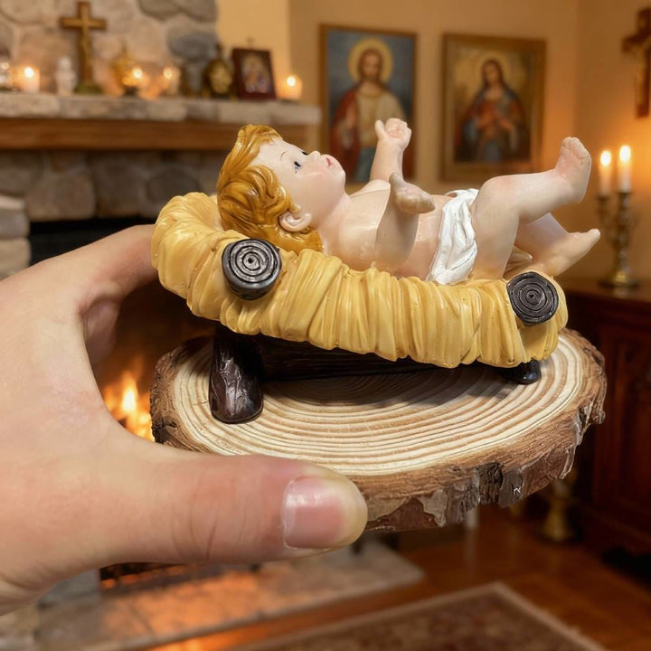 Christianartworkshop Nativity Infant Trio Ornament: Hand-Painted Manger Figures for Home Altars - Large (Base not included) - image 1