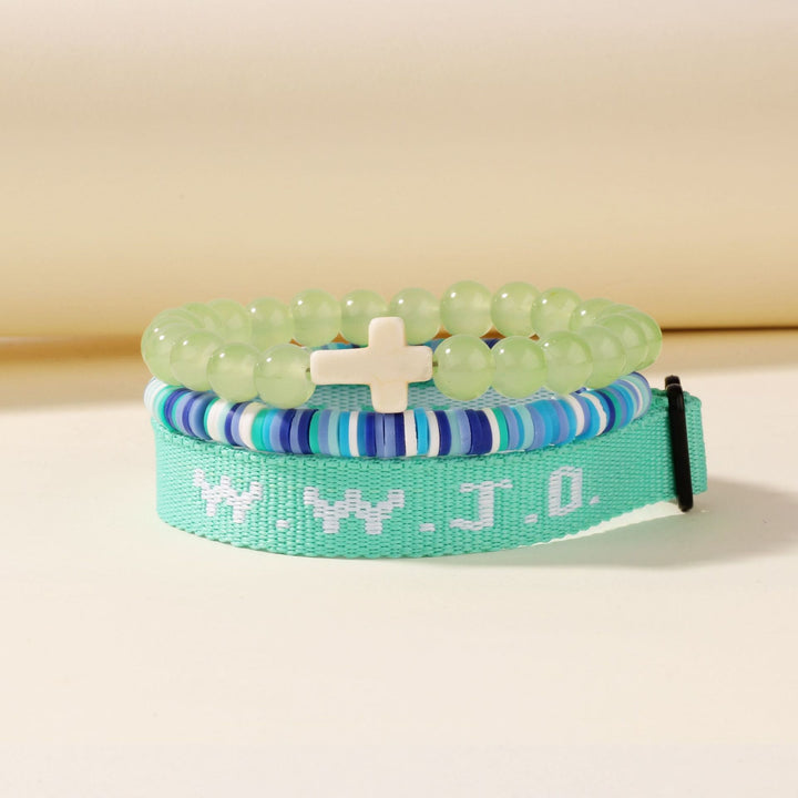 Christianartworkshop Faith Prompt Bracelet with Cross Bead & WWJD Card: Gift-Ready Keepsake - Green - image 4