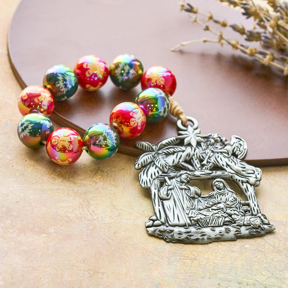 Christianartworkshop 3-Style Christmas Holy Nativity Pocket Rosary: Christmas Shimmer Beads & Unique Birth Scene Pendants - image 9