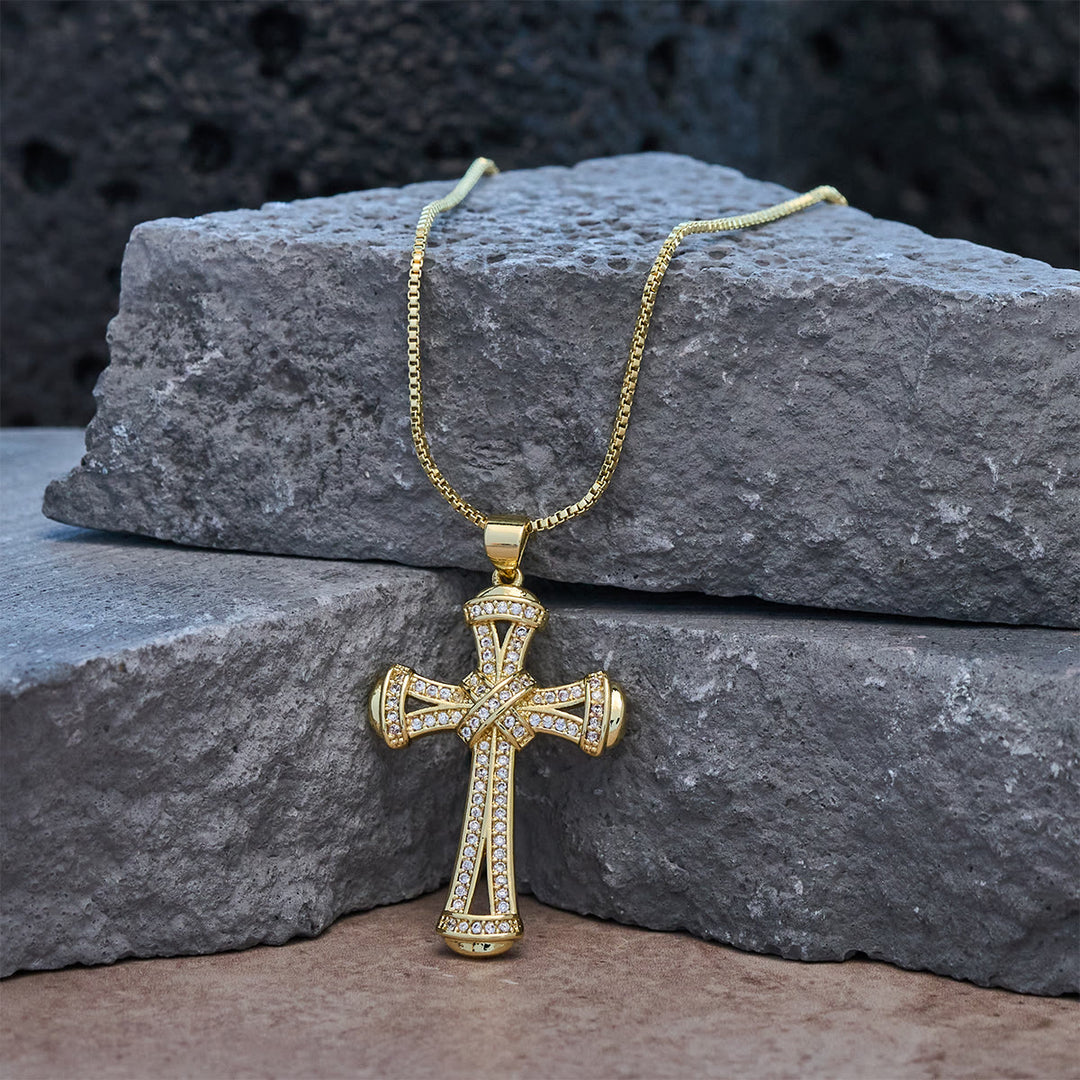 Christianartworkshop Copper Zircon Cross with Knot Necklace: Faith & Radiance Reminder for Daily Wear - image 1
