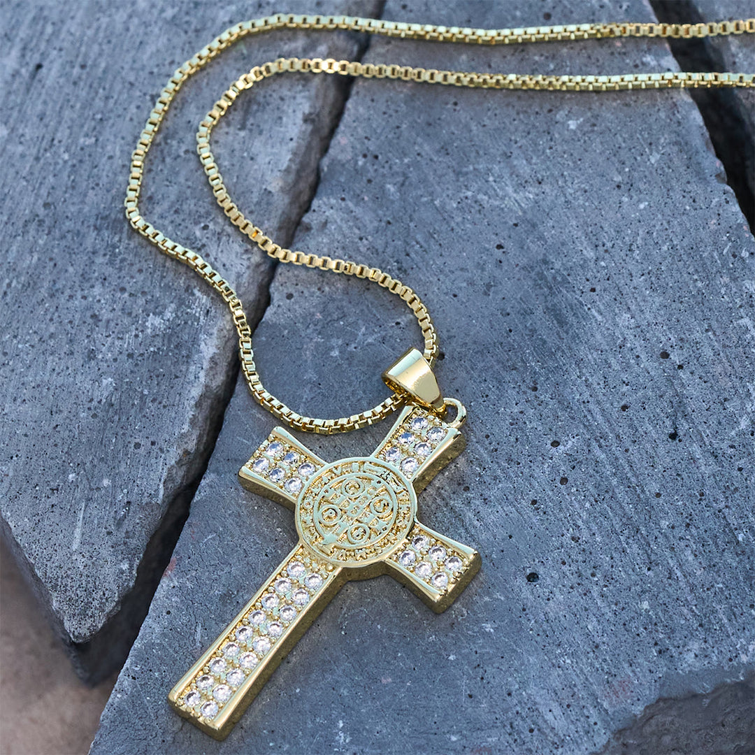 Christianartworkshop St. Benedict Emblem Series Cross Necklace: Faith & Grace Reminder for Daily Wear - St. Benedict Emblem - image 0