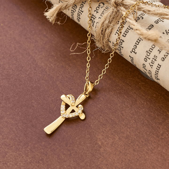 Christianartworkshop Dual - Tone Heart & Cross Necklace with Zircons: Fusion of Love and Faith - image 6