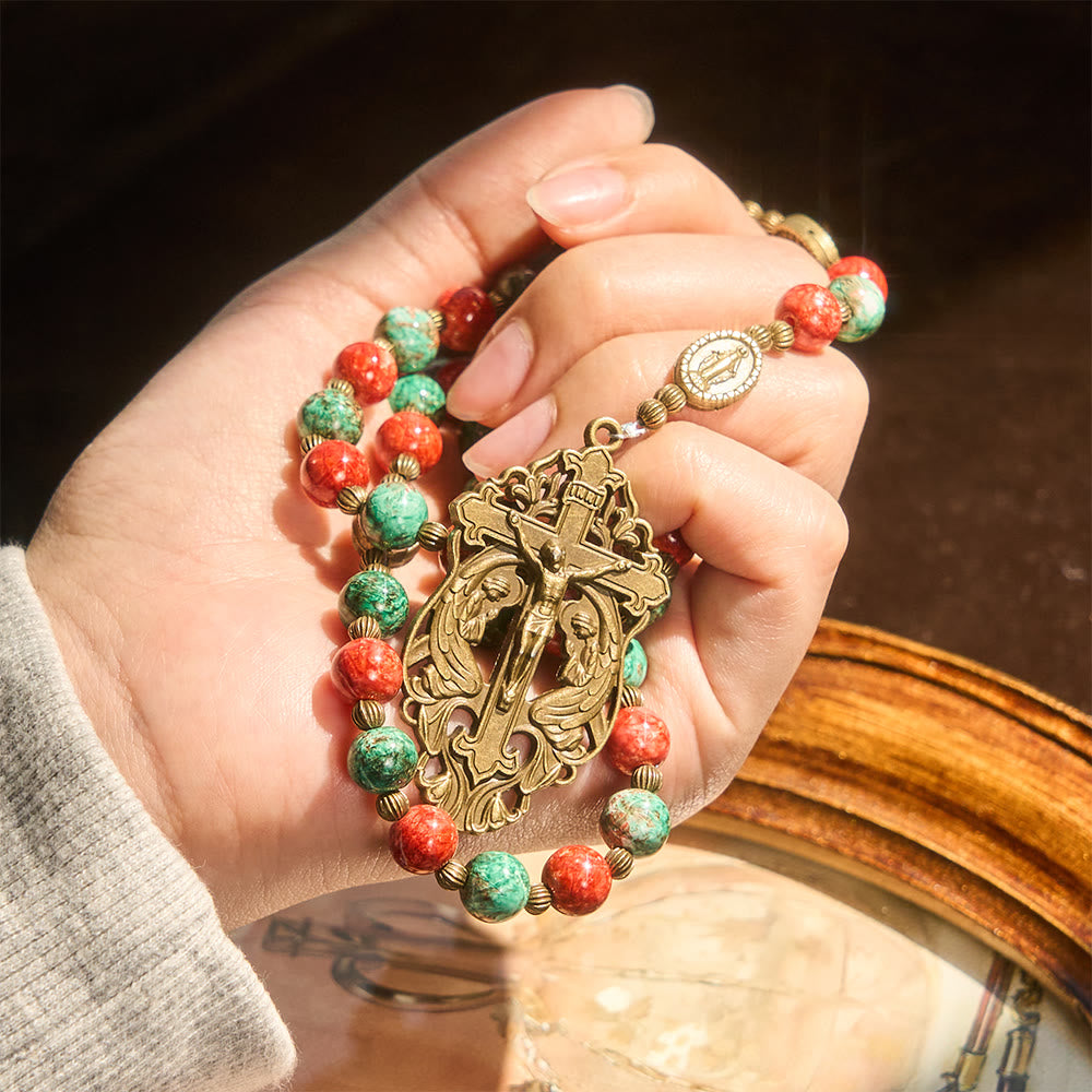 Christianartworkshop Oil-Painting Glass Rosary, Bracelet: Faith & Grace Reminder for Quiet Moments - image 1