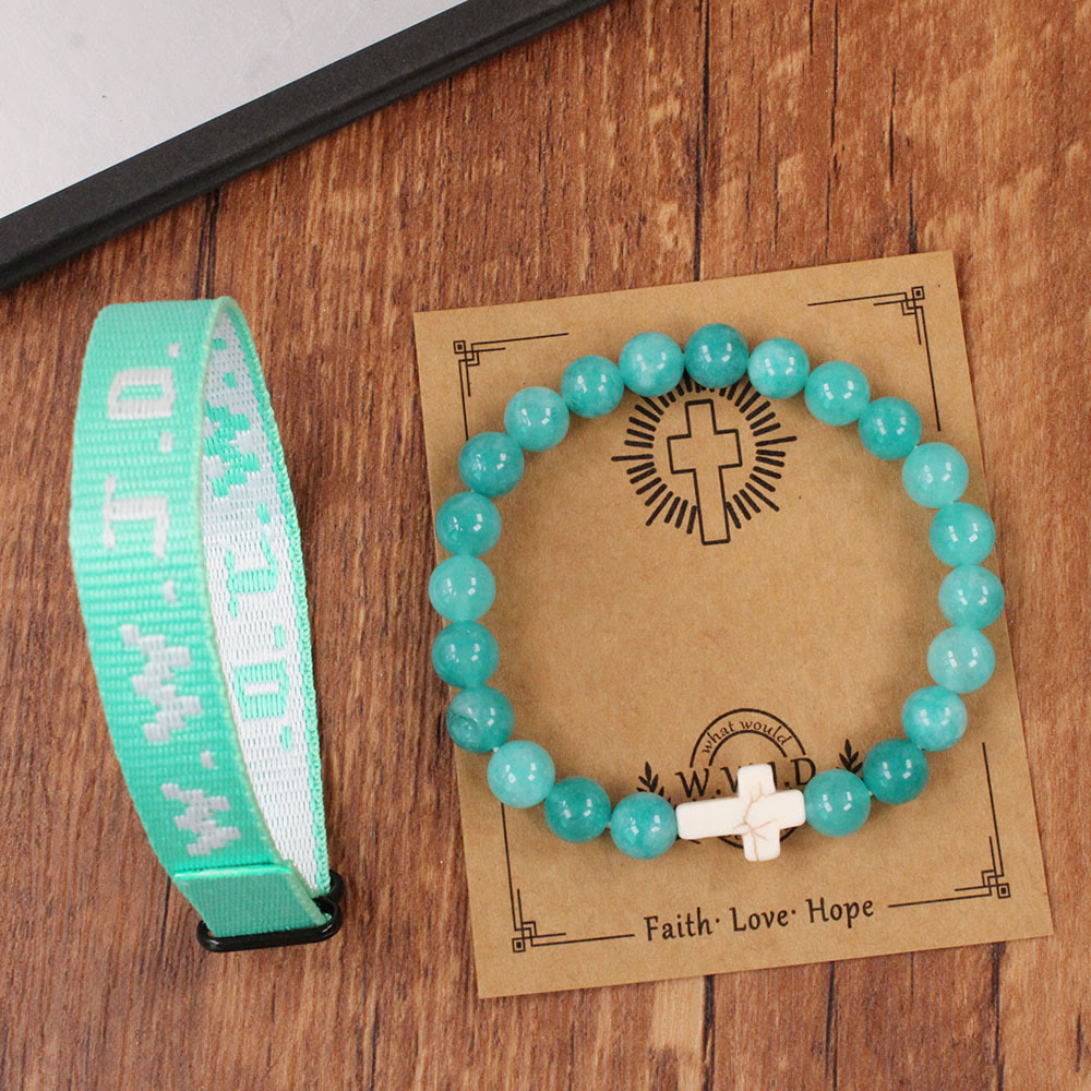 Christianartworkshop Faith Prompt Bracelet with Cross Bead & WWJD Card: Gift-Ready Keepsake - Green Aventurine - image 16