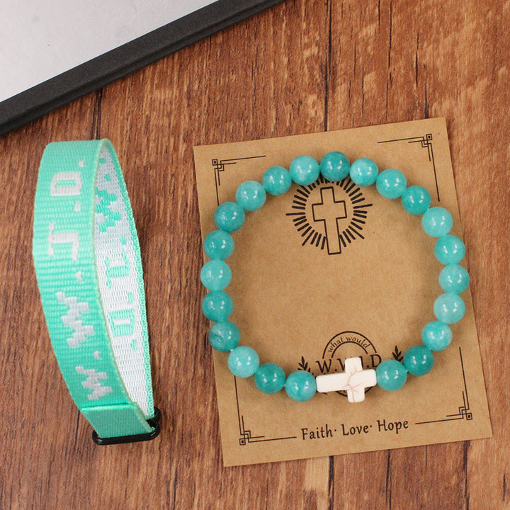 Christianartworkshop Faith Prompt Bracelet with Cross Bead & WWJD Card: Gift-Ready Keepsake - Green Aventurine - image 16