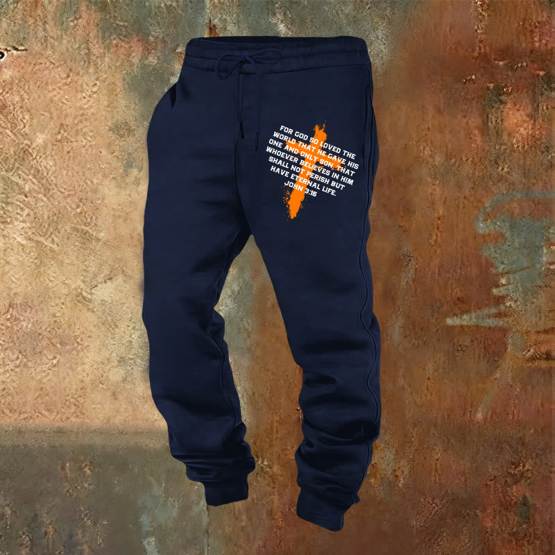 Christianartworkshop John 3:16 Sweatpants: Daily Wear with Gracious Faith - Navy Blue - 2XL - image 12