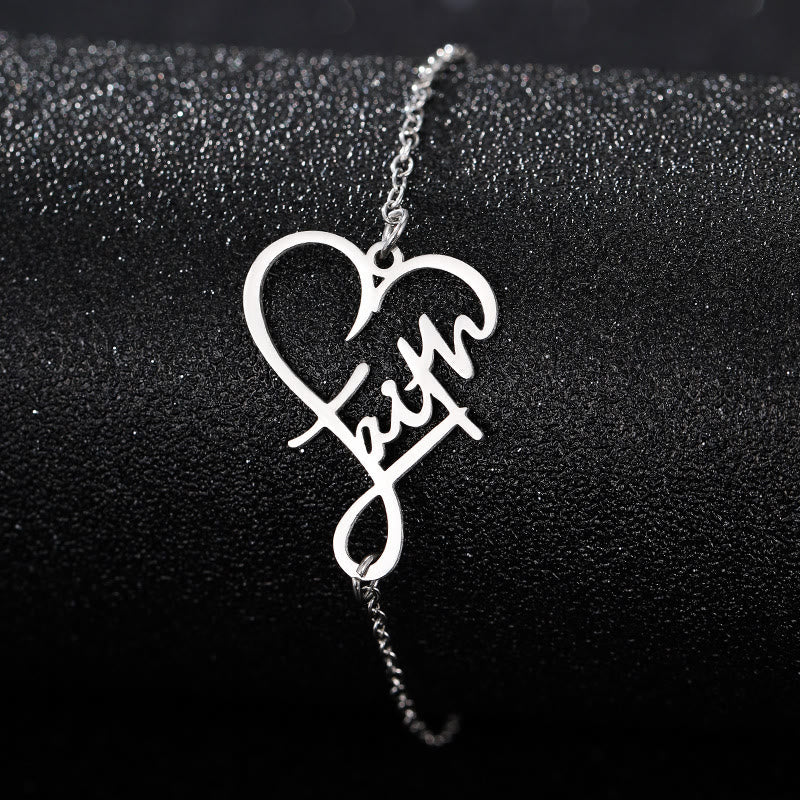 Christianartworkshop Cross & Faith Bracelet: Delicate Companion of Grace & Hope - Heart - Silver - image 9