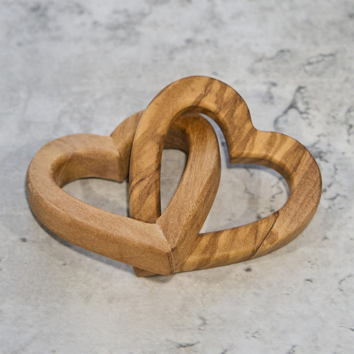 Christianartworkshop Three-Size Olive Wood Dual-Heart Decor: Warm Companion of Connection - image 2