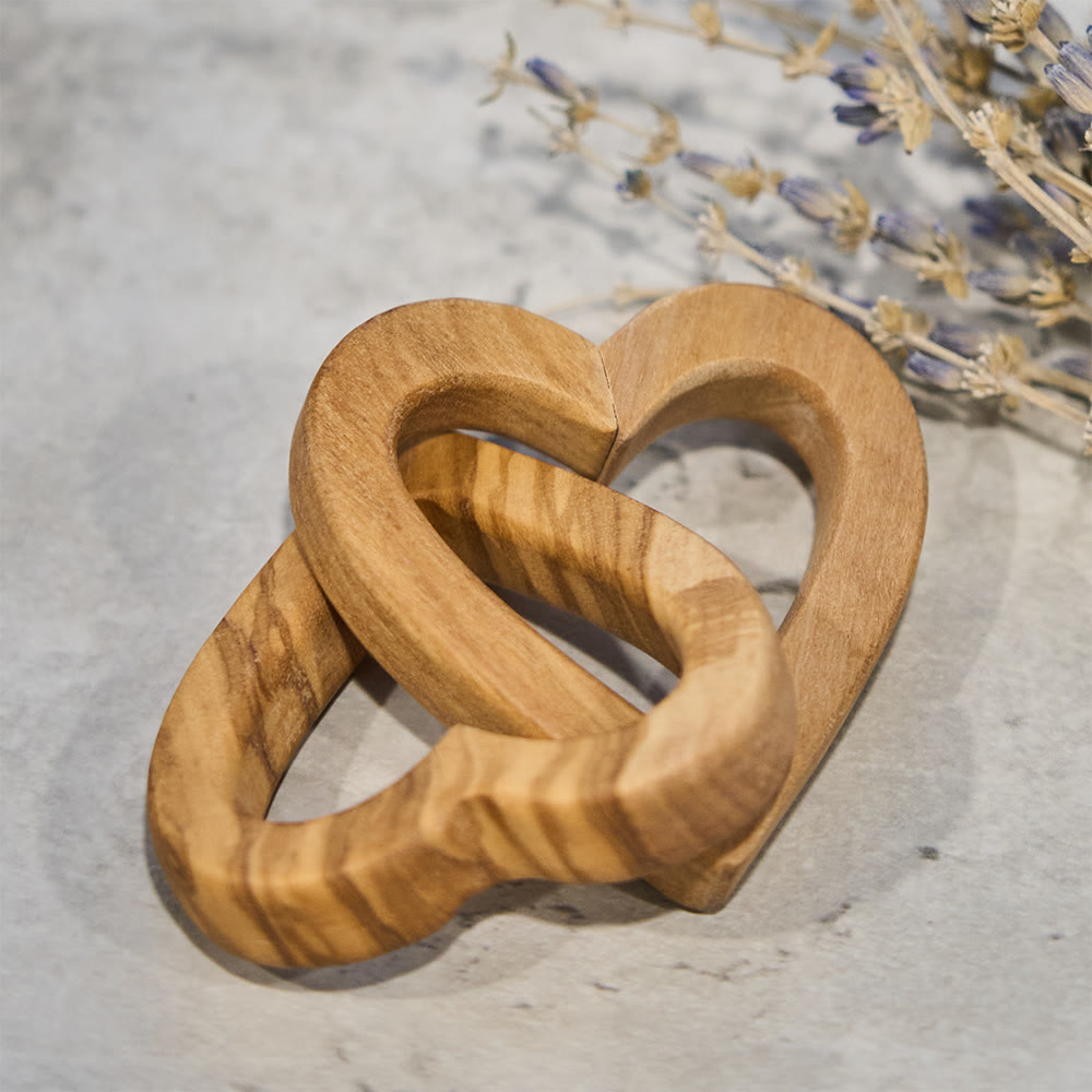 Christianartworkshop Three-Size Olive Wood Dual-Heart Decor: Warm Companion of Connection - image 3