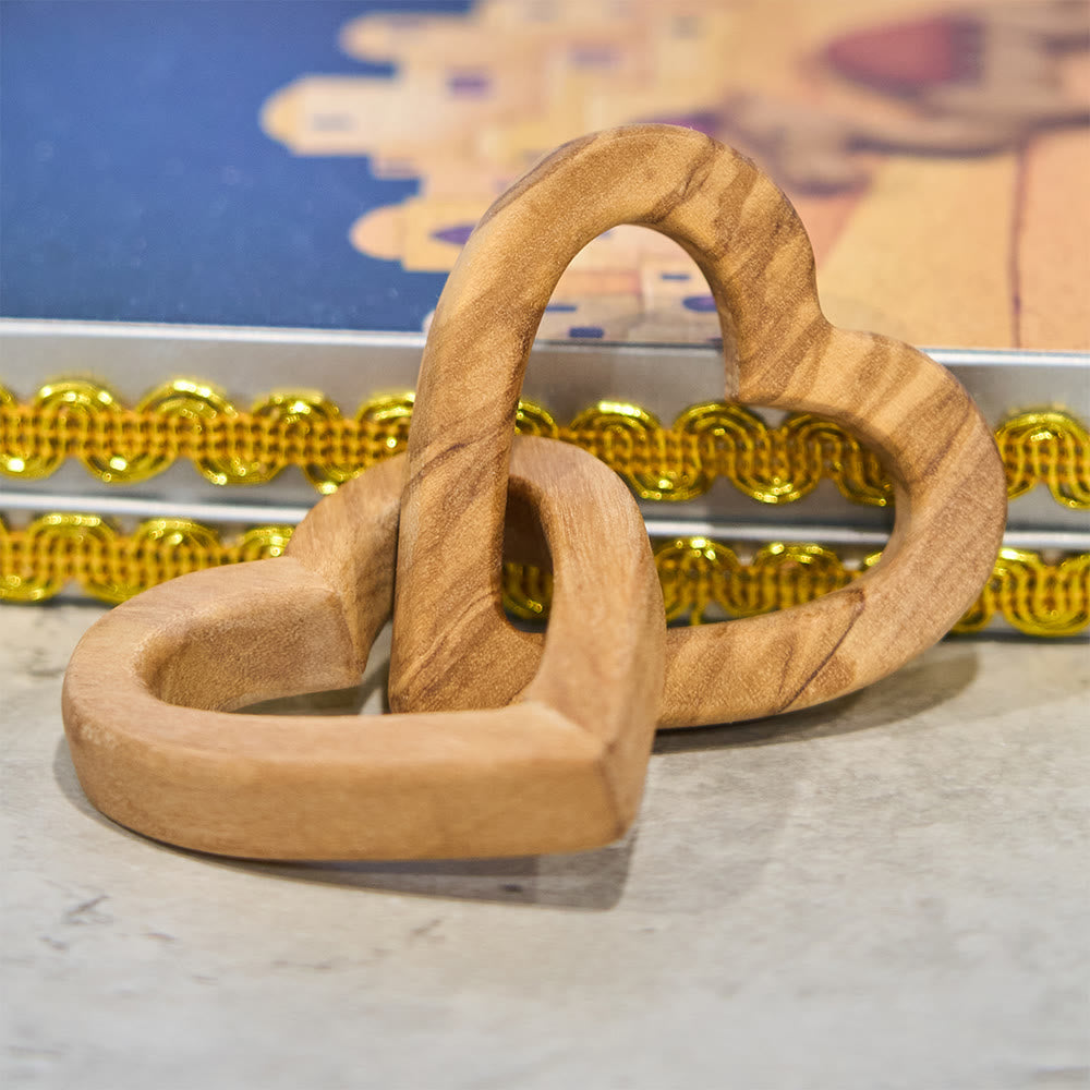Christianartworkshop Three-Size Olive Wood Dual-Heart Decor: Warm Companion of Connection - image 4