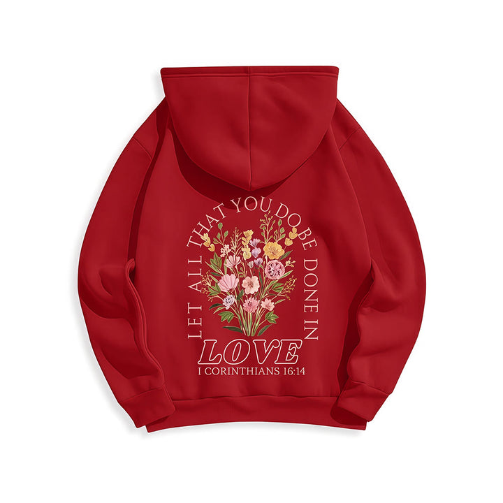 Christianartworkshop Do All In Love Scripture Floral Fleece Lined Polyester Hoodie - image 19