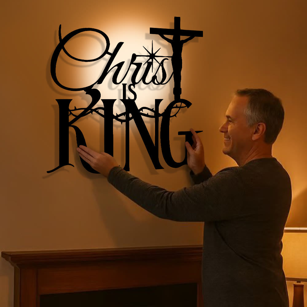 Christianartworkshop Thorn-Accent Christ Is King Metal Wall Decor: Striking Comfort with Sacred Meaning - image 1
