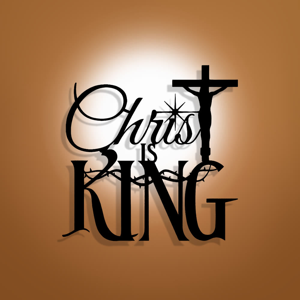 Christianartworkshop Thorn-Accent Christ Is King Metal Wall Decor: Striking Comfort with Sacred Meaning - 14.96''*14.96''/38cm*38cm - image 0