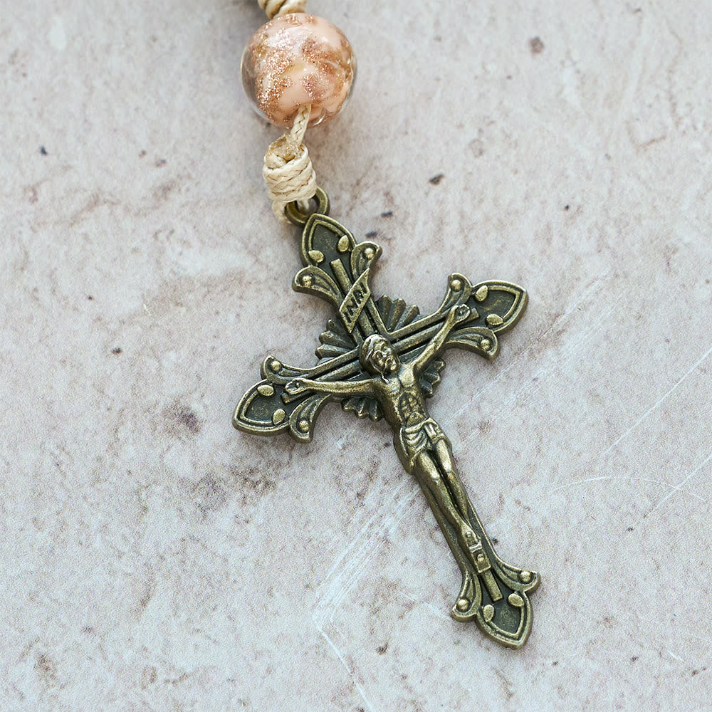 Christianartworkshop Rosewood & Glass Faith Rosary with Holy Family Accent: Serene Companion of Quiet Grace - image 9