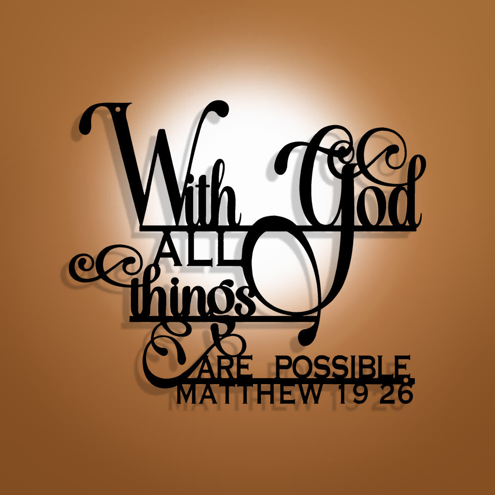 Christianartworkshop Matthew 19:26 With God Metal Wall Decor: Bold Faith for Your Walls - image 0
