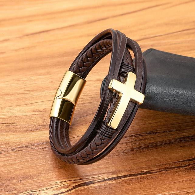 Christianartworkshop Braided Cross Leather Bracelet: Steady Grace for Everyday Wrists - image 8
