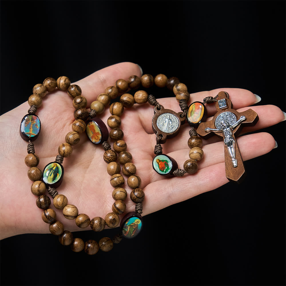 Christianartworkshop Earthy Wooden with Sacred Icon Beads Rosary: Faith Rooted in Natural Grace - image 9