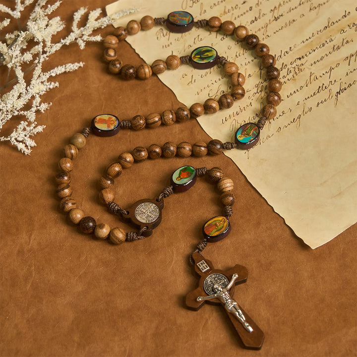 Christianartworkshop Earthy Wooden with Sacred Icon Beads Rosary: Faith Rooted in Natural Grace - image 7