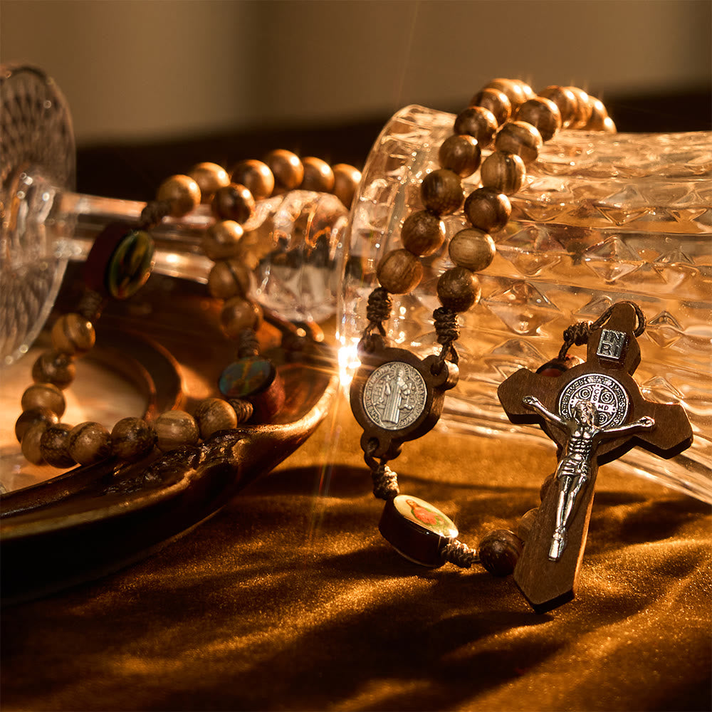 Christianartworkshop Earthy Wooden with Sacred Icon Beads Rosary: Faith Rooted in Natural Grace - image 7