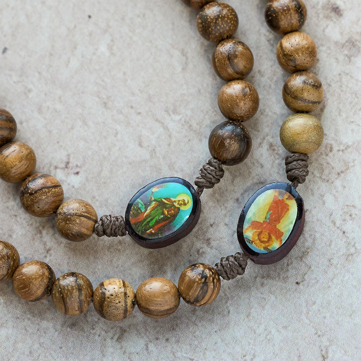 Christianartworkshop Earthy Wooden with Sacred Icon Beads Rosary: Faith Rooted in Natural Grace - image 9