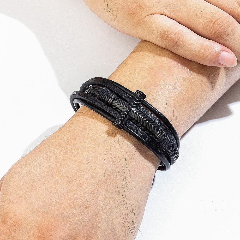 Christianartworkshop Three-Style Cross Leather Bracelet: Personalized Faith in Every Strand - image 2
