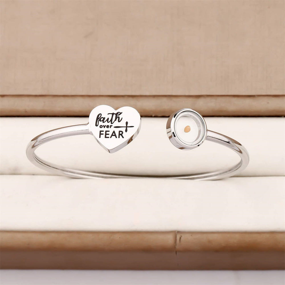 Christianartworkshop 3-Color Faith Over Fear Mustard Seed Bangle: A Steady Reminder of Hope - image 1