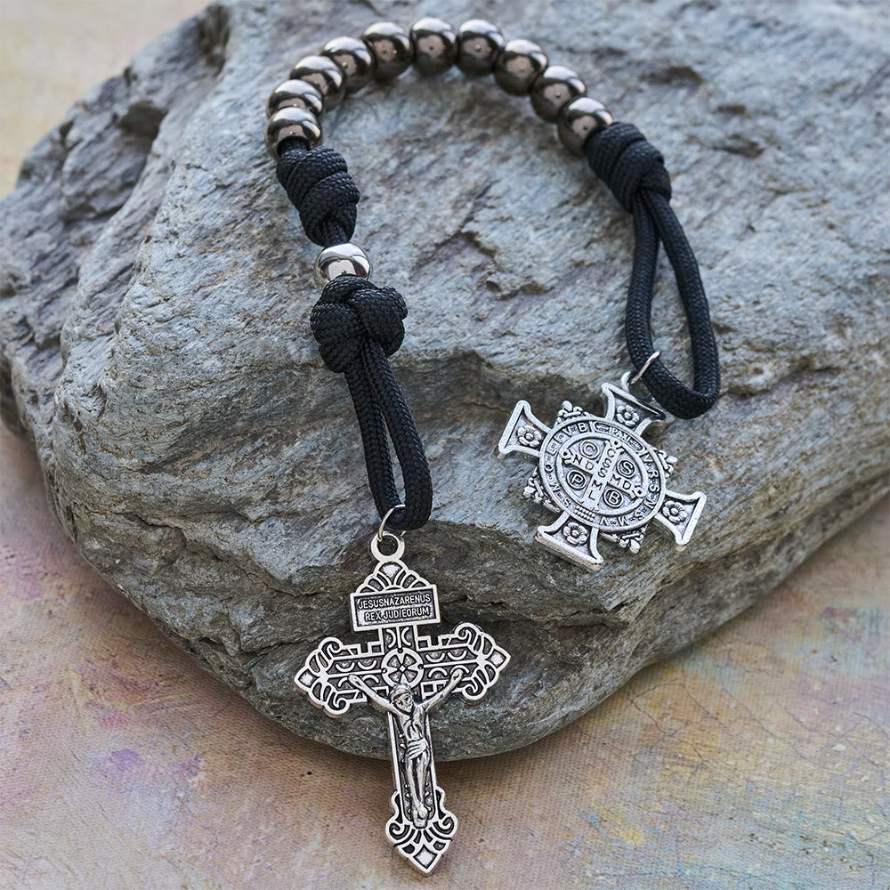 Christianartworkshop Dual Use Car Pendant & Pocket Rosary with St. Michael & Benedict Guardian Shield and Evil Repelling Grace - image 4