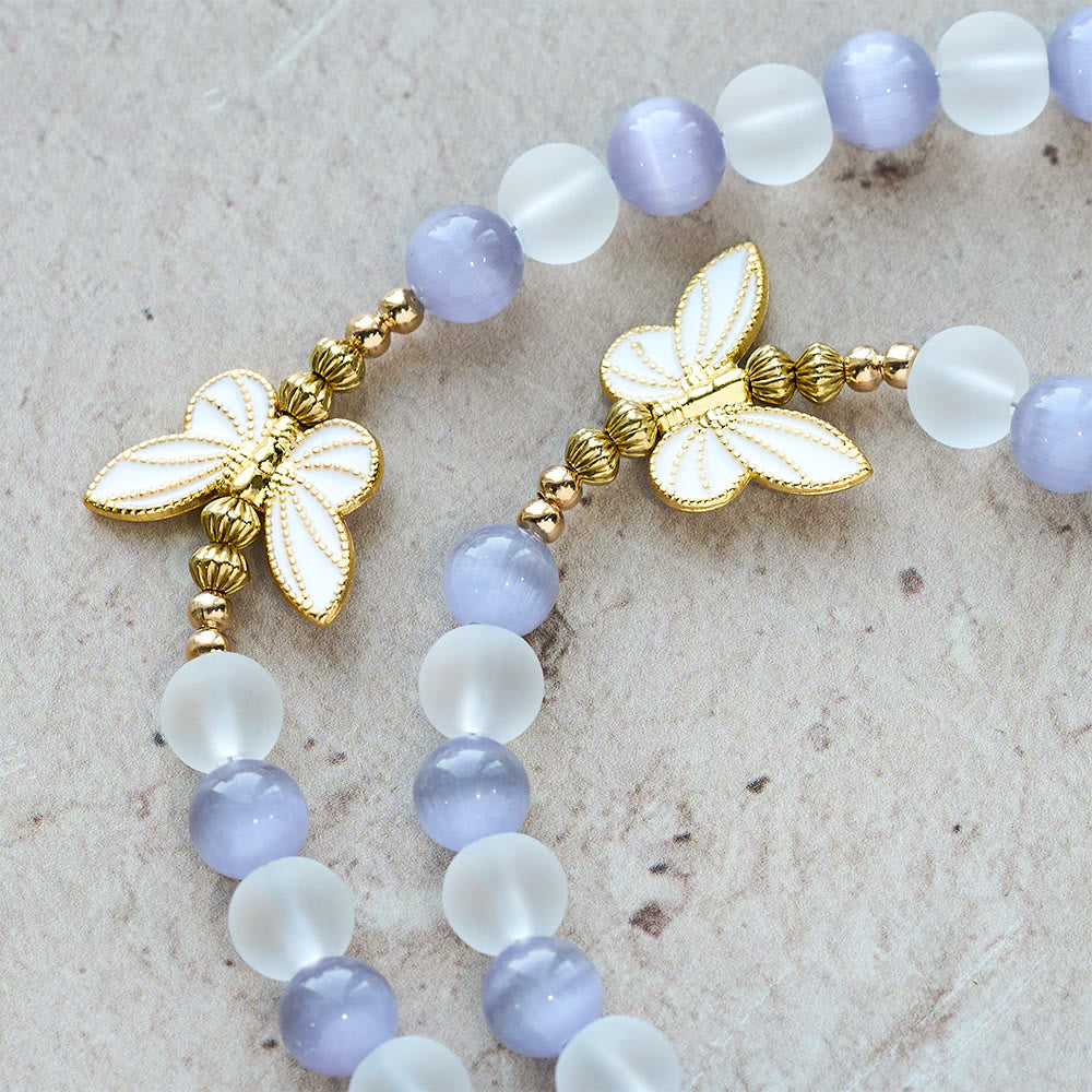 Christianartworkshop Purple Cat's Eye & Matte Glass Butterfly Blessed Rosary: Embody Sacred Love and Grace - image 11