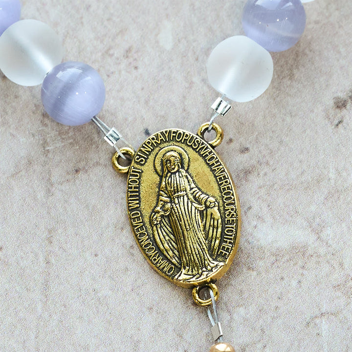 Christianartworkshop Purple Cat's Eye & Matte Glass Butterfly Blessed Rosary: Embody Sacred Love and Grace - image 12
