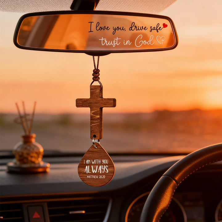 Christianartworkshop Cross & Verse Car Pendant: Quiet Peace for Every Journey - Matthew 28:20 Drop - image 4