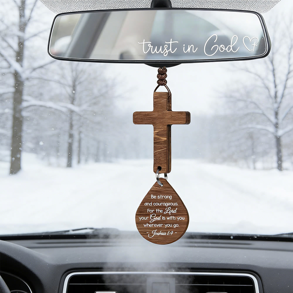 Christianartworkshop Cross & Verse Car Pendant: Quiet Peace for Every Journey - Joshua 1:9 - image 3
