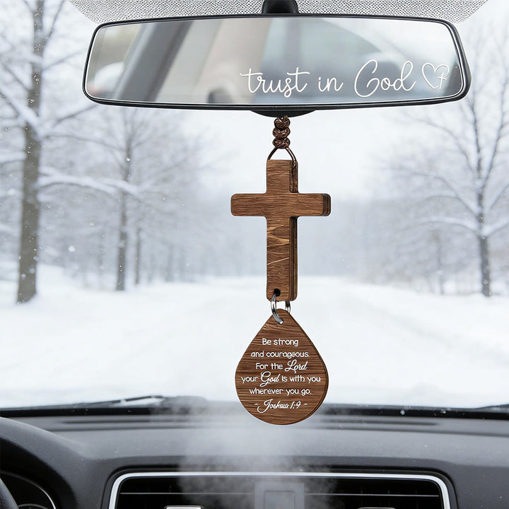 Christianartworkshop Cross & Verse Car Pendant: Quiet Peace for Every Journey - Joshua 1:9 - image 3