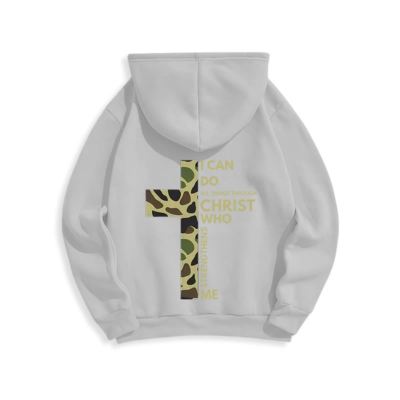 Christianartworkshop  Philippians 4:13 with Camouflage Cross Fleece Lined Polyester Hoodie - image 23