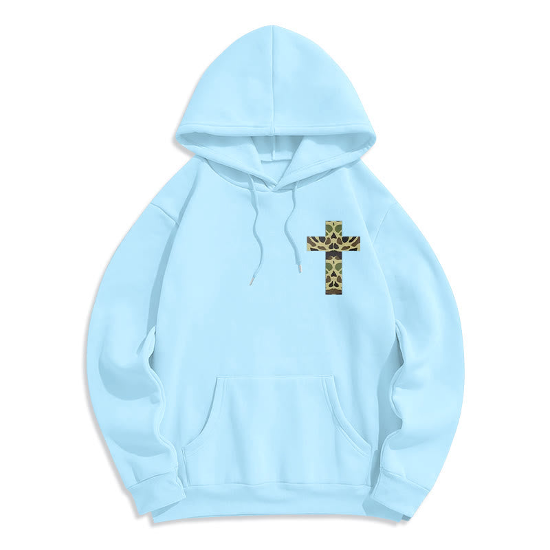 Christianartworkshop  Philippians 4:13 with Camouflage Cross Fleece Lined Polyester Hoodie - image 4