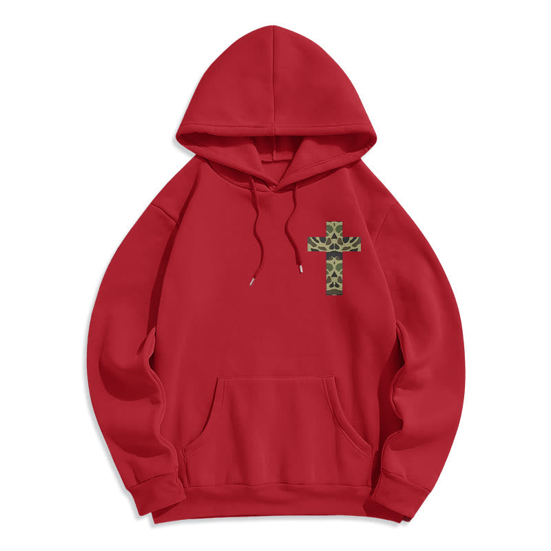 Christianartworkshop  Philippians 4:13 with Camouflage Cross Fleece Lined Polyester Hoodie - image 1