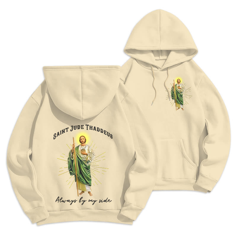 Christianartworkshop St. Jude Always by My Side Fleece Lined Polyester Hoodie - Beige - 2XL - image 15