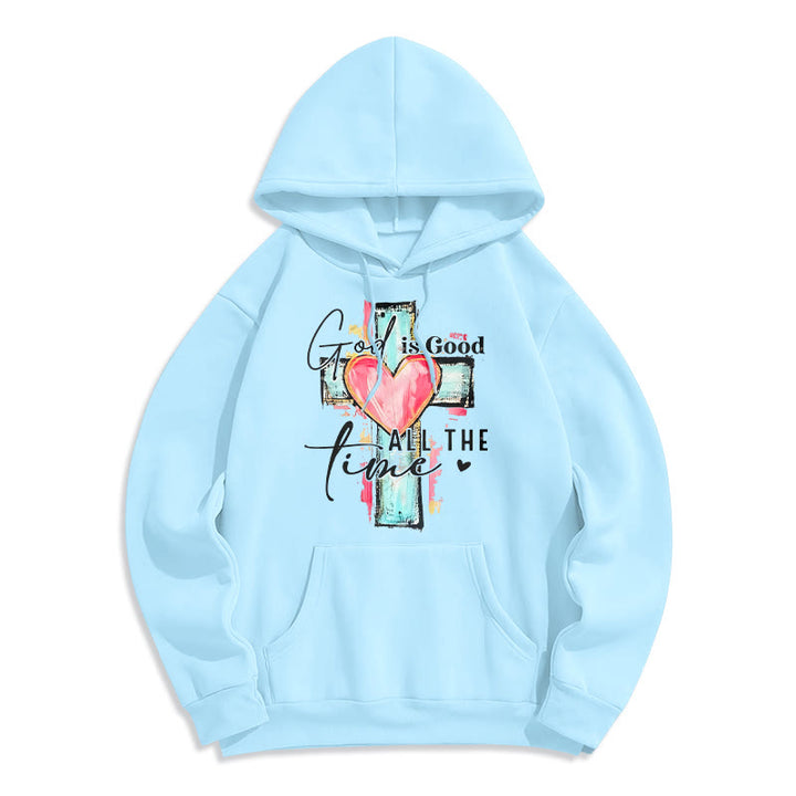 Christianartworkshop God is Good All the Time Cross Fleece Lined Polyester Hoodie - Blue - 2XL - image 8