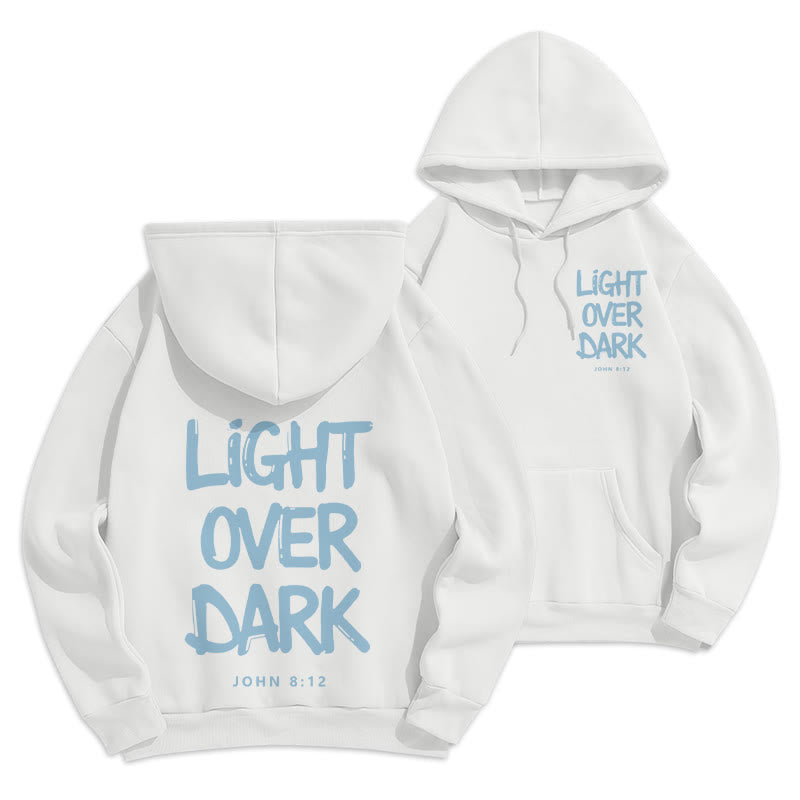 Christianartworkshop Light Over Dark John 8:12 Fleece Lined Polyester Hoodie - White - 2XL - image 19