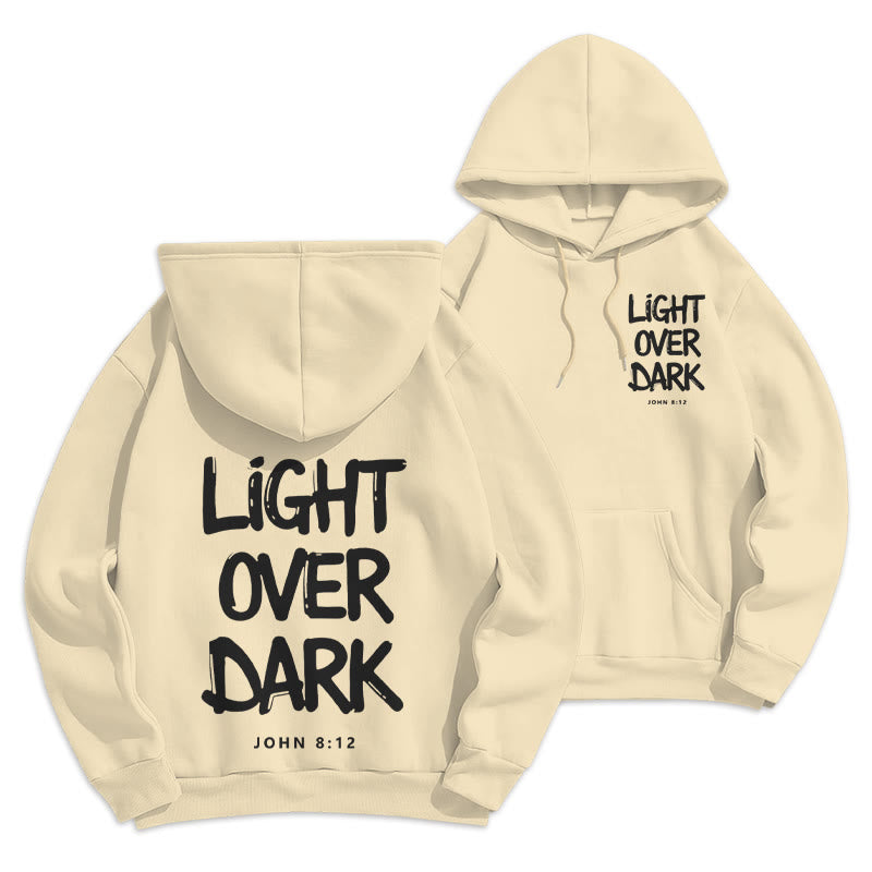 Christianartworkshop Light Over Dark John 8:12 Fleece Lined Polyester Hoodie - Beige - 2XL - image 7