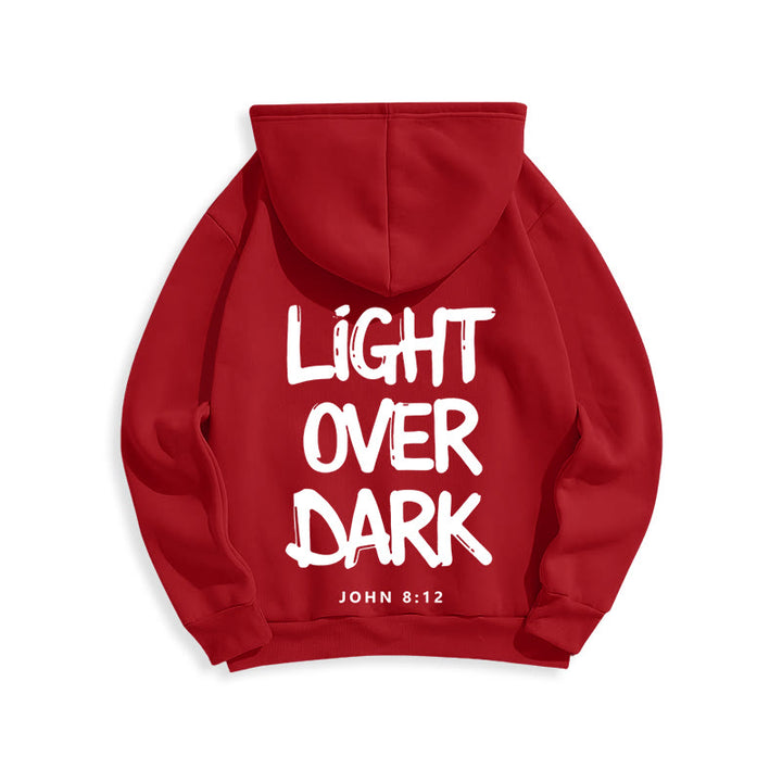 Christianartworkshop Light Over Dark John 8:12 Fleece Lined Polyester Hoodie - image 2