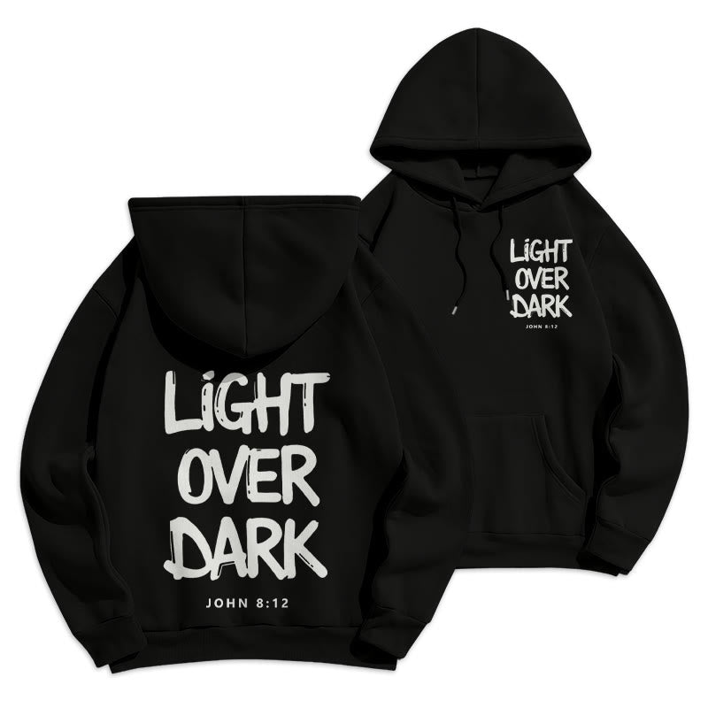Christianartworkshop Light Over Dark John 8:12 Fleece Lined Polyester Hoodie - Black - 2XL - image 16