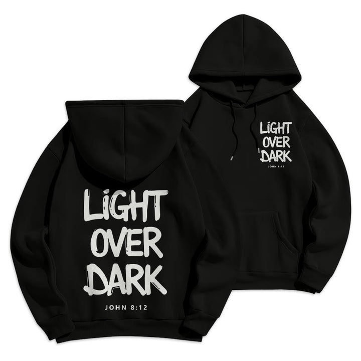 Christianartworkshop Light Over Dark John 8:12 Fleece Lined Polyester Hoodie - Black - 2XL - image 16